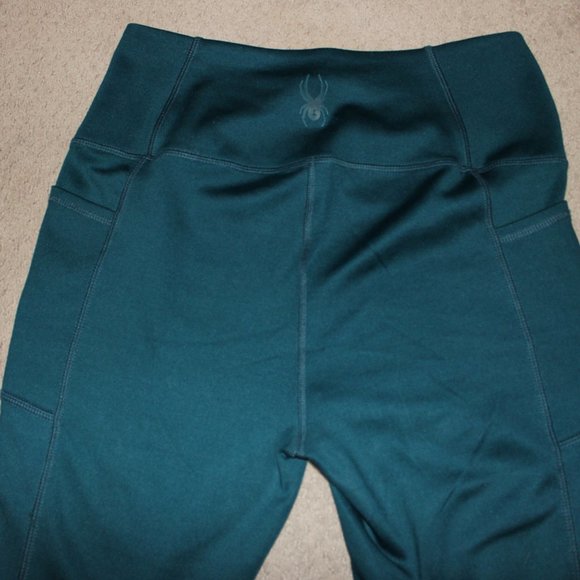 Spyder High Rise Fleece Lined Leggings Dark Green - Picture 4 of 4